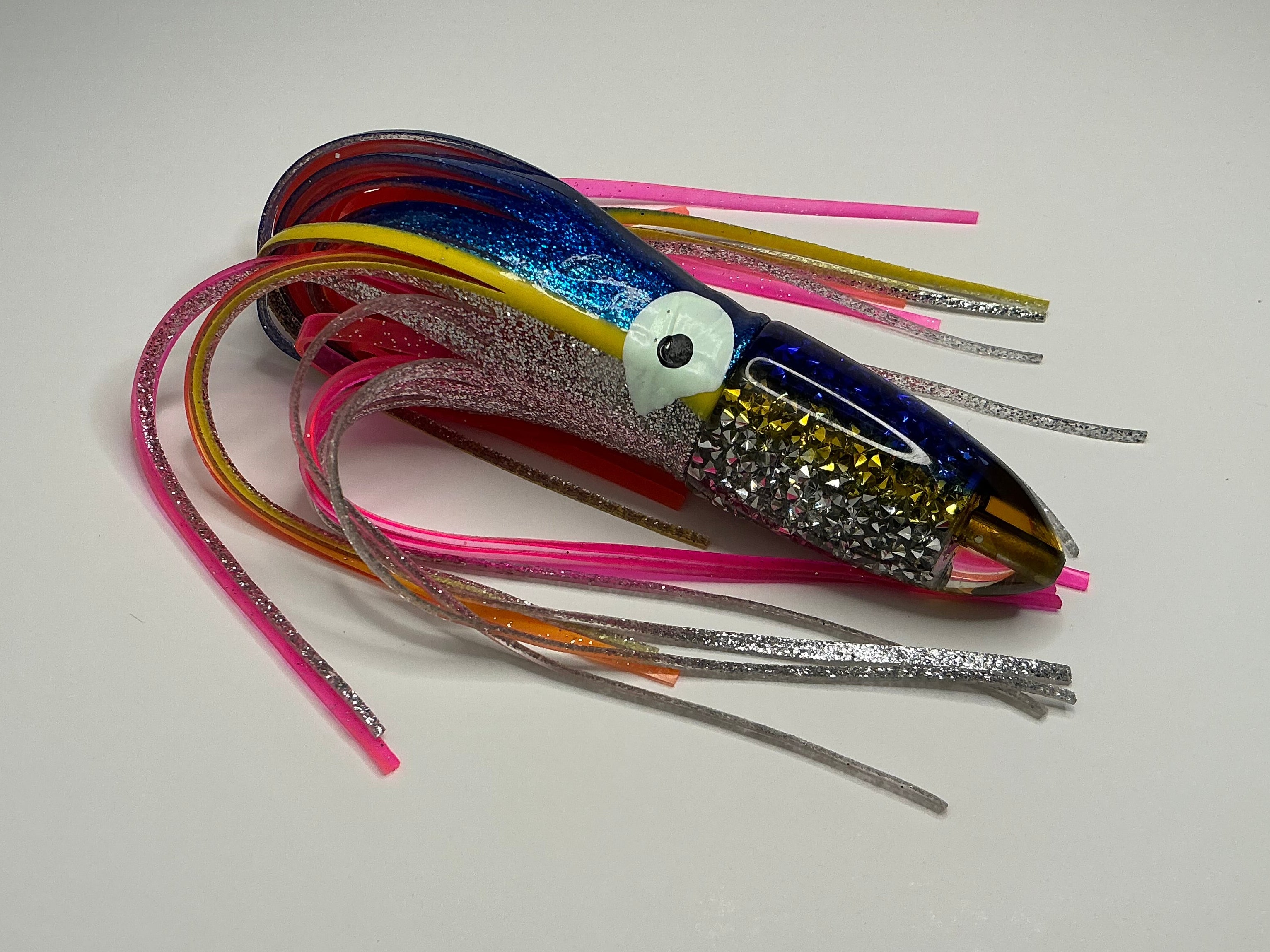 9” Bullet Blue Top Yellow Stripe And Rhinestones