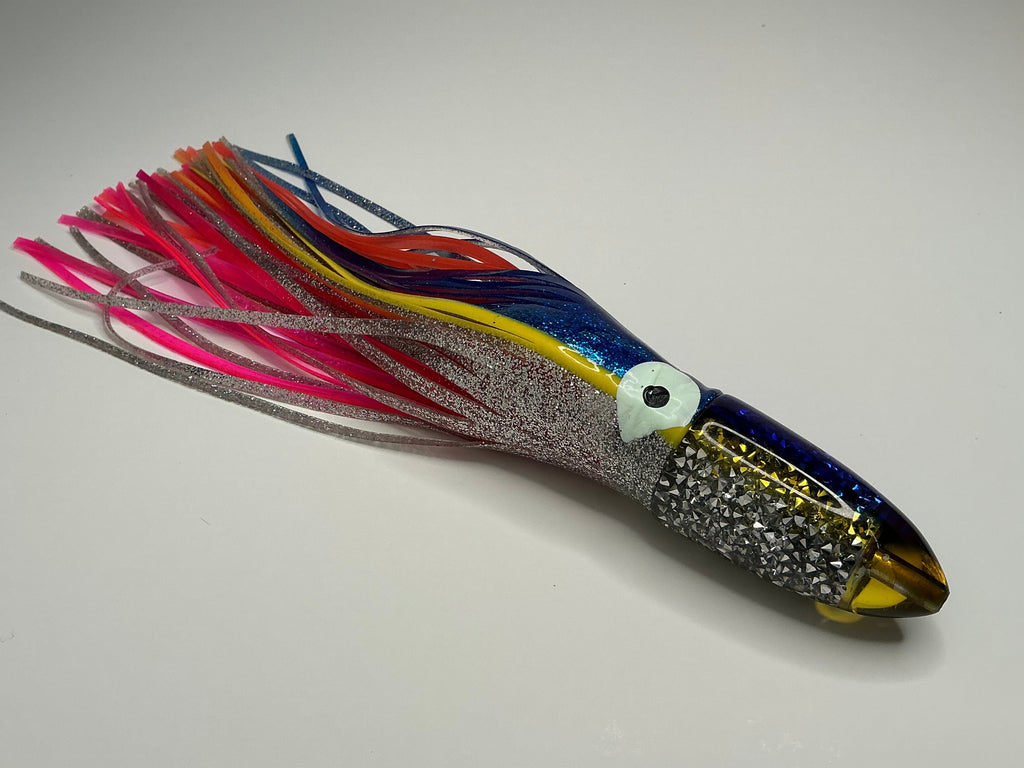 9” Bullet Blue Top Yellow Stripe And Rhinestones