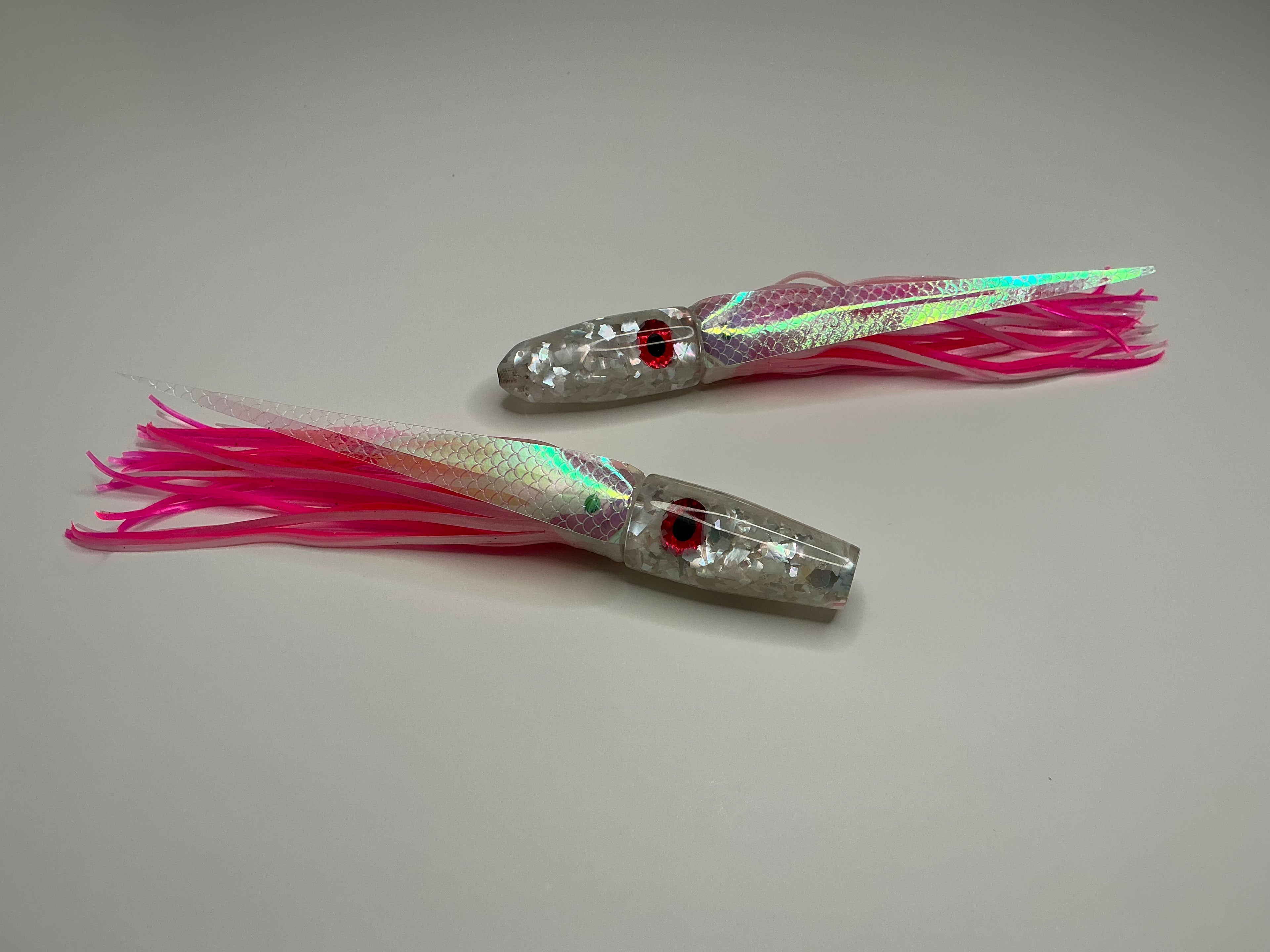 5”+ White Shell Flake Bullets And Inverts (Red Eyes)